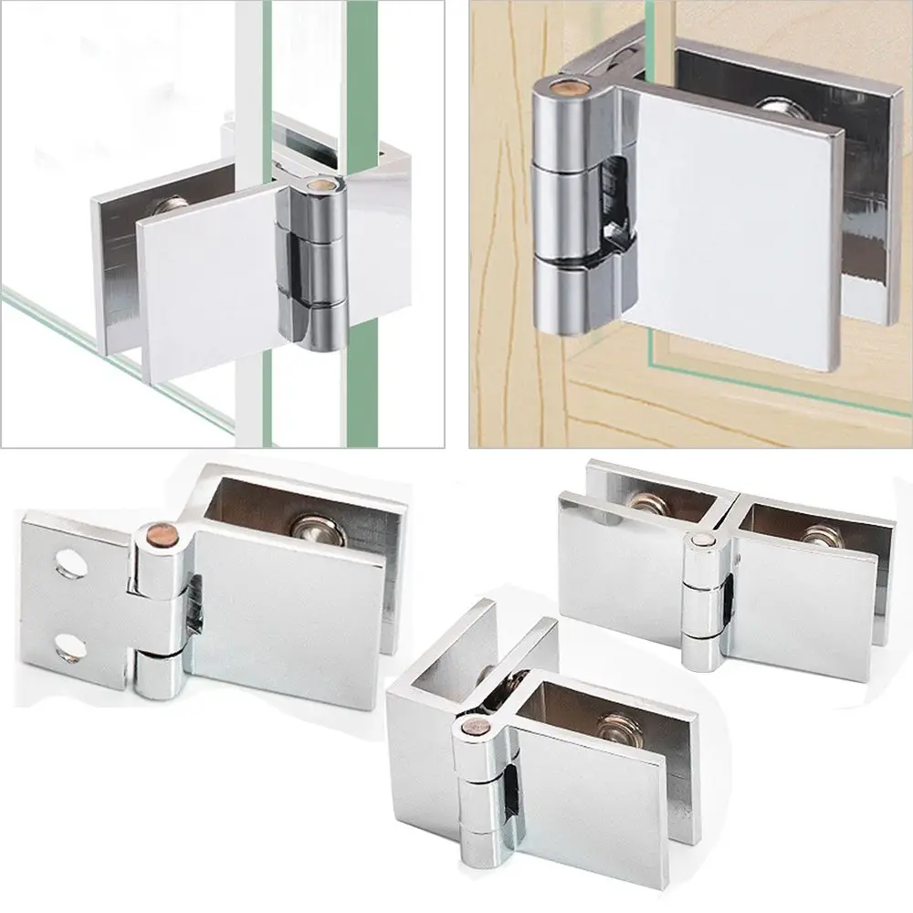 90 180 Degree Bilateral Clip Home Easy Install Glass Clamp Zinc Practical Durable Cabinet Door Hinge Bathroom Furniture Cupboard |