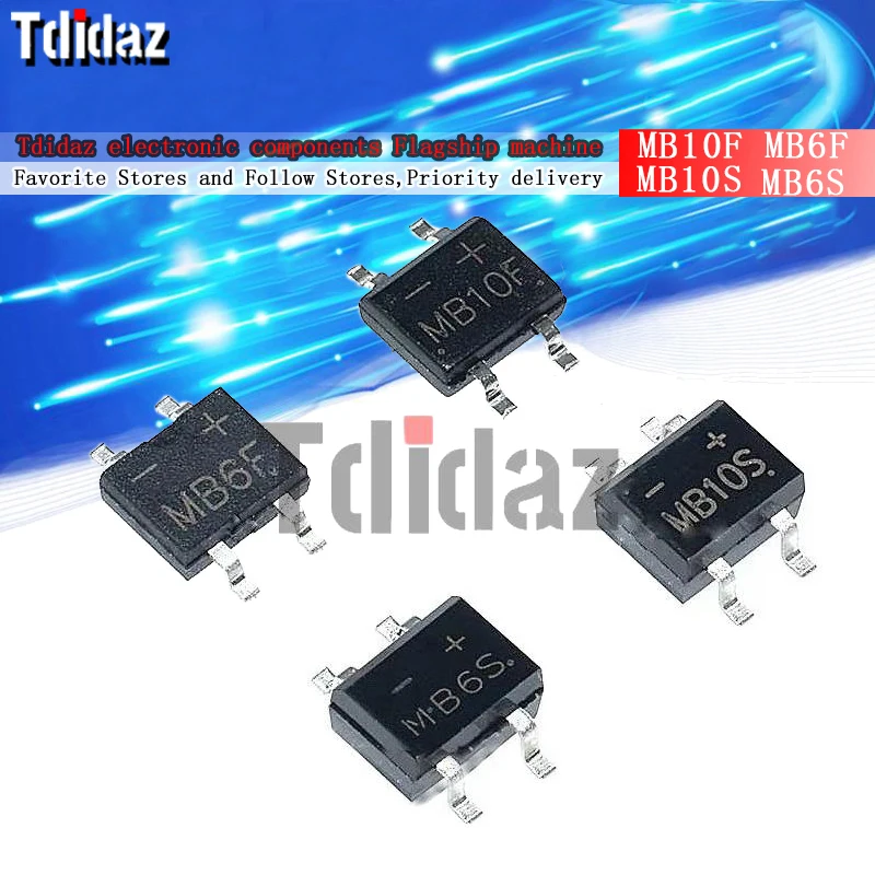 Мостовой выпрямитель MB10F MB6F MB10S MB6S SMD 50 шт. | Электронные компоненты и