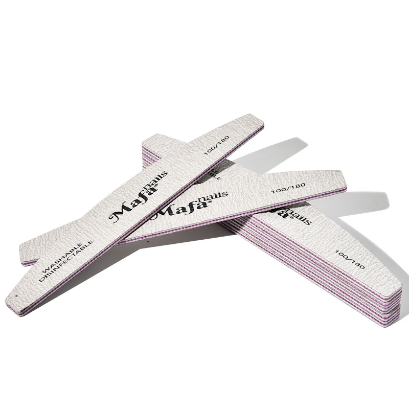 

5 Pcs Mafanail 100/180 Nail Files For Poly Nail Extension Gel Acrylic Double Sided Sanding Half Moon Salon Nails Washable Files