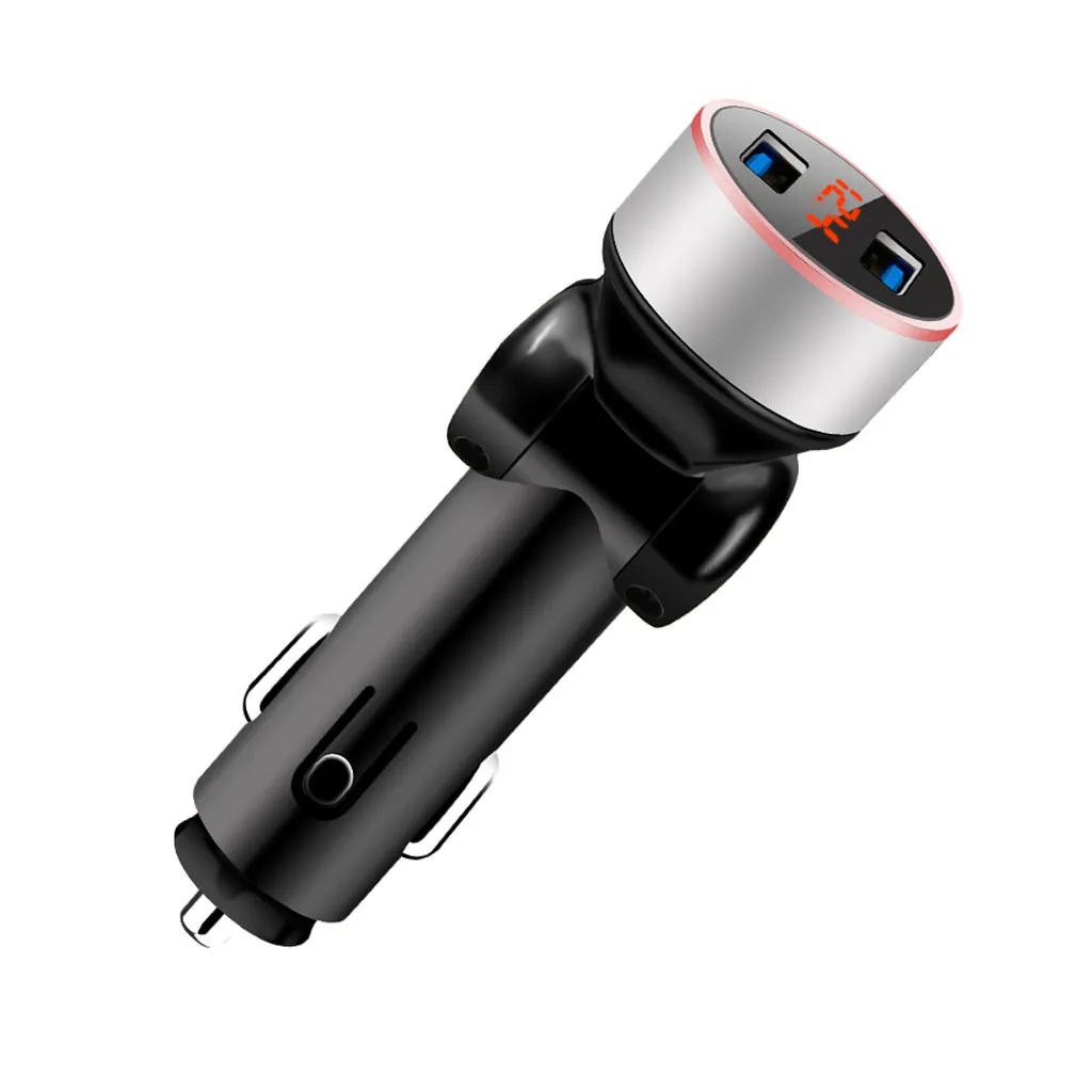 Два порта 3.1A USB Автомобильное зарядное устройство для сигарет Зажигалка Цифровой светодиодный вращающийся зарядное устройство Обнаружение напряжения стабильная зарядка Интеллектуальная