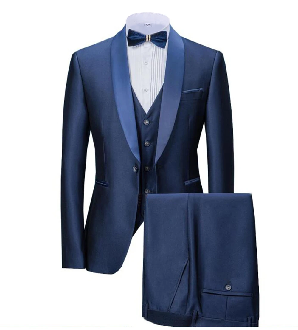 

Solovedress slim Fit Wedding Groom Tuxedos for Singer Prom Man Suit Shawl Lapel 3 Piece Jacket Pants Vest Solid Stage Clothes M9