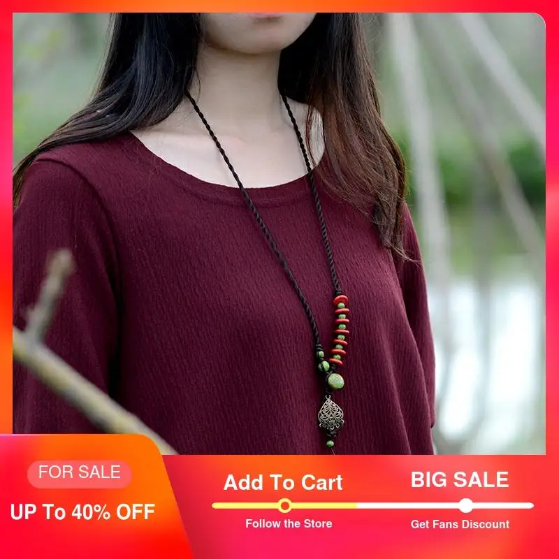 Ожерелье с подвеской из турецкого камня для женщин длинная веревочная цепочка