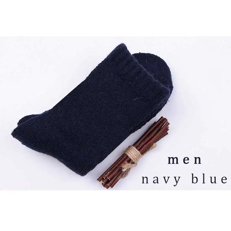 Новые зимние мужские и женские носки ярких цветов, толстые кашемировые однотонные короткие мягкие повседневные носок для сна, толстые теплые носки для мужчин и женщин - Цвет: navy-blue-men