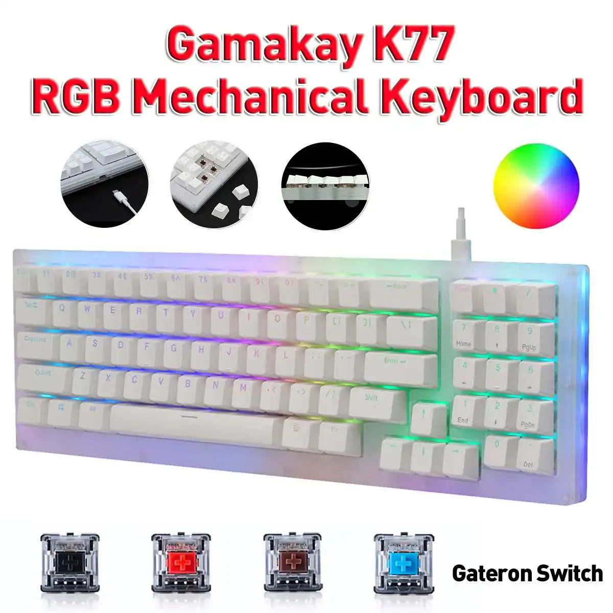 Игровая клавиатура Gamakay K77 проводная механическая с 77 клавишами | Компьютеры и
