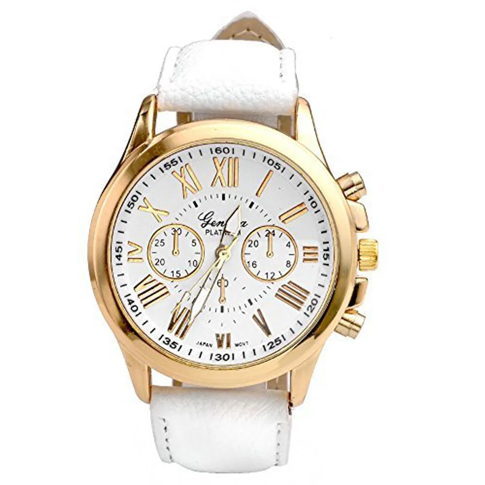 

New Fashion Women's Bracelet Watch Casual Roman Numerals Large Alloy Dial Leather Strap High Quality Analog Quartz Watch reloj