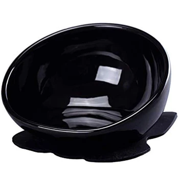 

Dog Feeding Bowls,French Bulldog Yellow striped cat Ceramic Feeding Dishs For Cut Dog&Cat (Black)