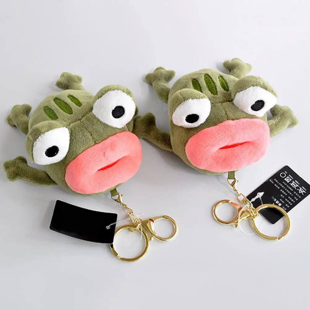 

12cm Funny Big Mouth Frog Plush Doll Pendant Hanging Bag Pendant Keychain Ring Key Holder Decor Cute Birthday Gift