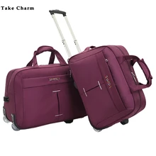 Простая Большая вместительная сумка на колесиках, женская сумка для самолета, Мужская складная переносная сумка для путешествий, многофункциональная/черная/фиолетовая
