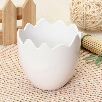 

Egg Shaped Flower Plant Pot Container Planter Holder Home Office Garden Decor White