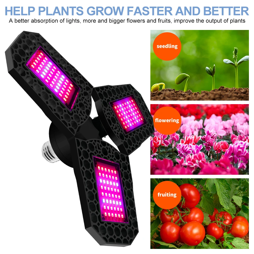 

Growing Lamps E27 Full Spectrum Led Plant Light 40W 60W 80W Phyto Lamp 220V Fitolampy E26 Led Grow Light Indoor Hydroponic Bulb