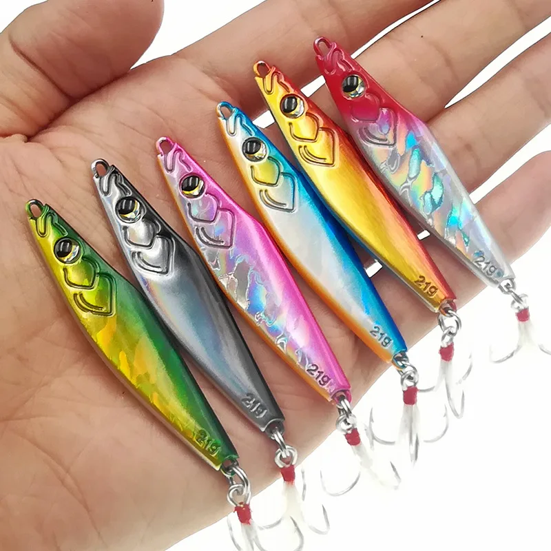 New Metal Jigging Lure 7g/14g/21g/28g Jig Spoon Shore Casting Lead Fish Bass Snakehead Fishing Bait Laser Artificial | Спорт и