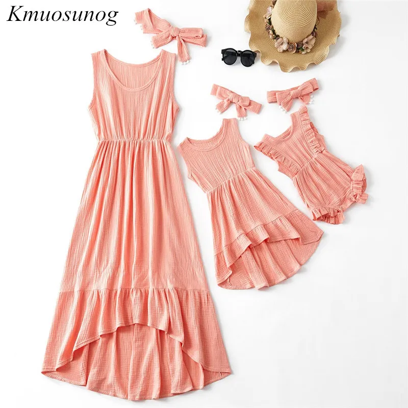 

Autumn Family Matching Clothes Coral Color Irregular Length Matching Dress Mom and Daughter Dress Mommy and me clothes C0517