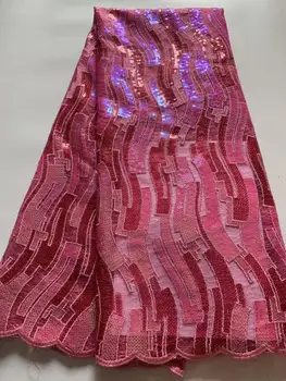 

African Lace Fabric 2020 Embroidered Nigerian Laces Fabric Bridal High Quality double Color Sequin Lace Fabric For Women
