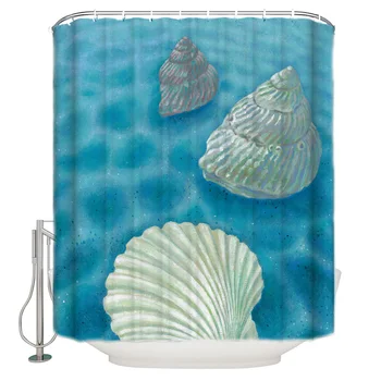 

Summer Blue Sea Shell Conch Bathroom Shower Curtain Home Decoration Shower Curtain Bathroom Accessories