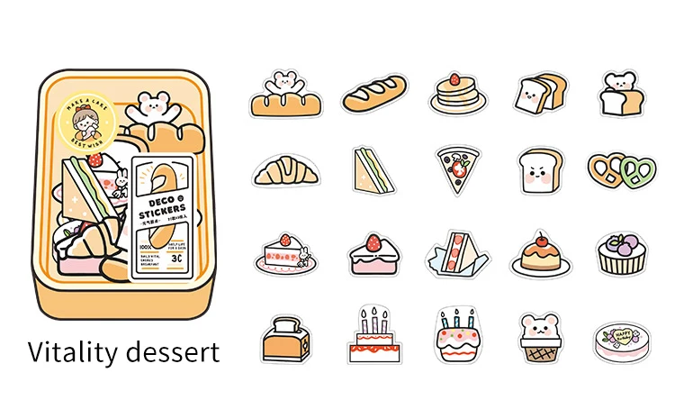 40pcs food series stickers set kawaii cartoon diary album stationery sticker aesthetic decorative collage planner album stationery sticker aliexpress