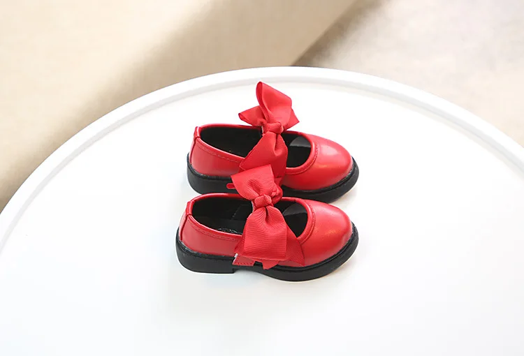 White Red Black Kids Toddler Bowtie Children Girls Wedding Party Dress Princess Leather Shoes For Teens Girls Dance Shoes New