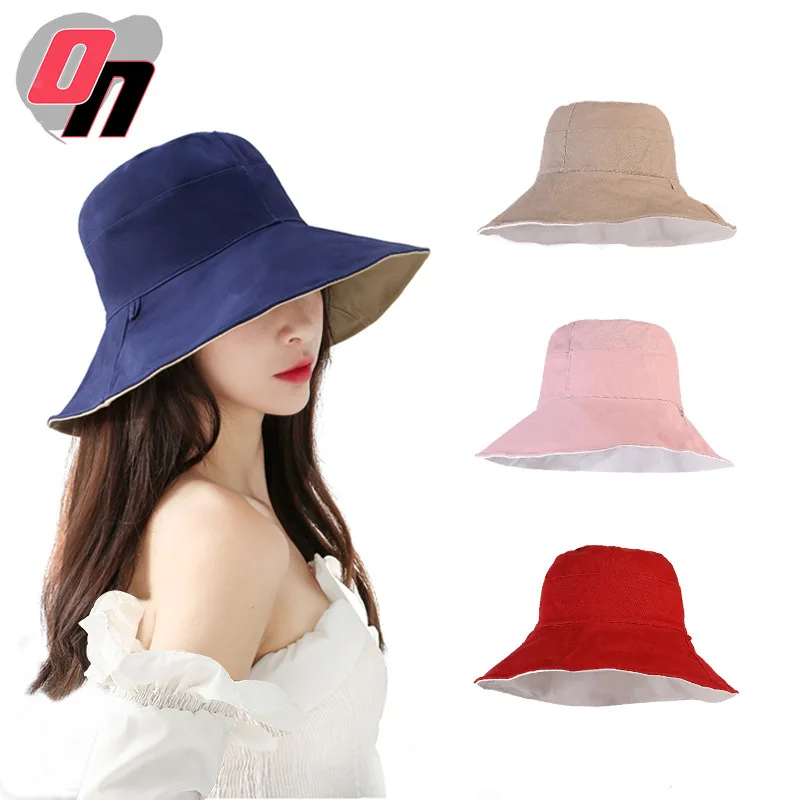 

2019 Korean-style New Style Hat Women's Summer Japanese-style Outdoor Sun Protection Hat Versatile Windproof Double-Sided Bucket
