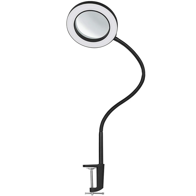 

LED Magnifying Lamp, 8W Dimmable Eye-Caring Gooseneck Lamp, 5X Magnification, Infinite Brightness Adjustable, 3 Color Modes, Per