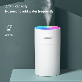 

ELOOLE Air Humidifier Mini Ultrasonic Cool Mist Maker With Romantic Night Light 270ML Dazzle Cup Mute USB For Car Home Office