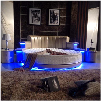 

Hot sales modern style romantic with USB player and bluetooth multifunctional round bed