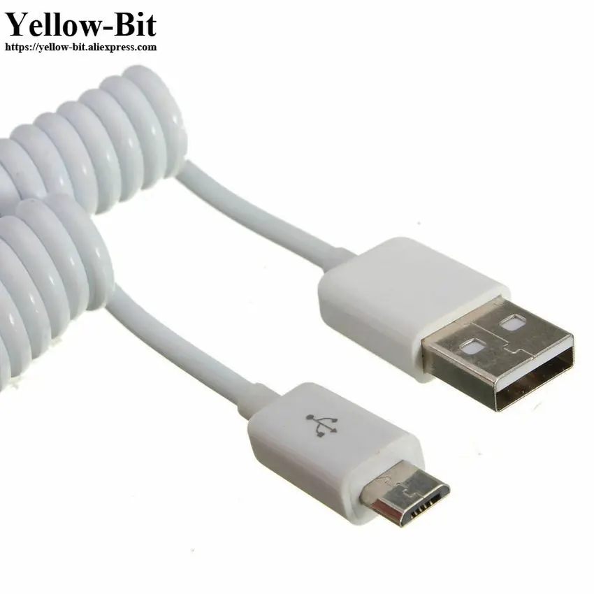 Спиральный USB Micro 5Pin 5P штекер 2 0 A Штекер кабель белый/черный|Кабели для