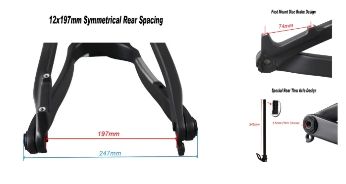Hot sale Snow bicycle frame carbon fat bike frame suspension with travel 120mm