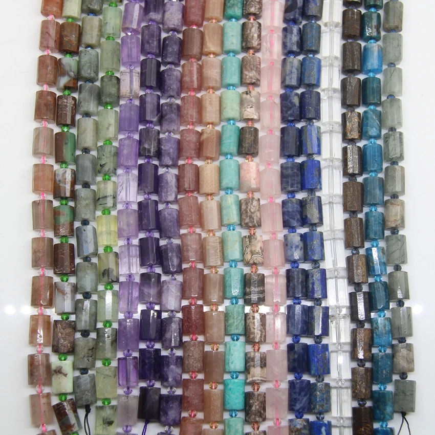 Tube Cylinder Columnar Rose Pink Tiger Quartzs Amethysts Faceted Strand Stone Beads For Pendant Necklaces Bracelet Jewelry makin