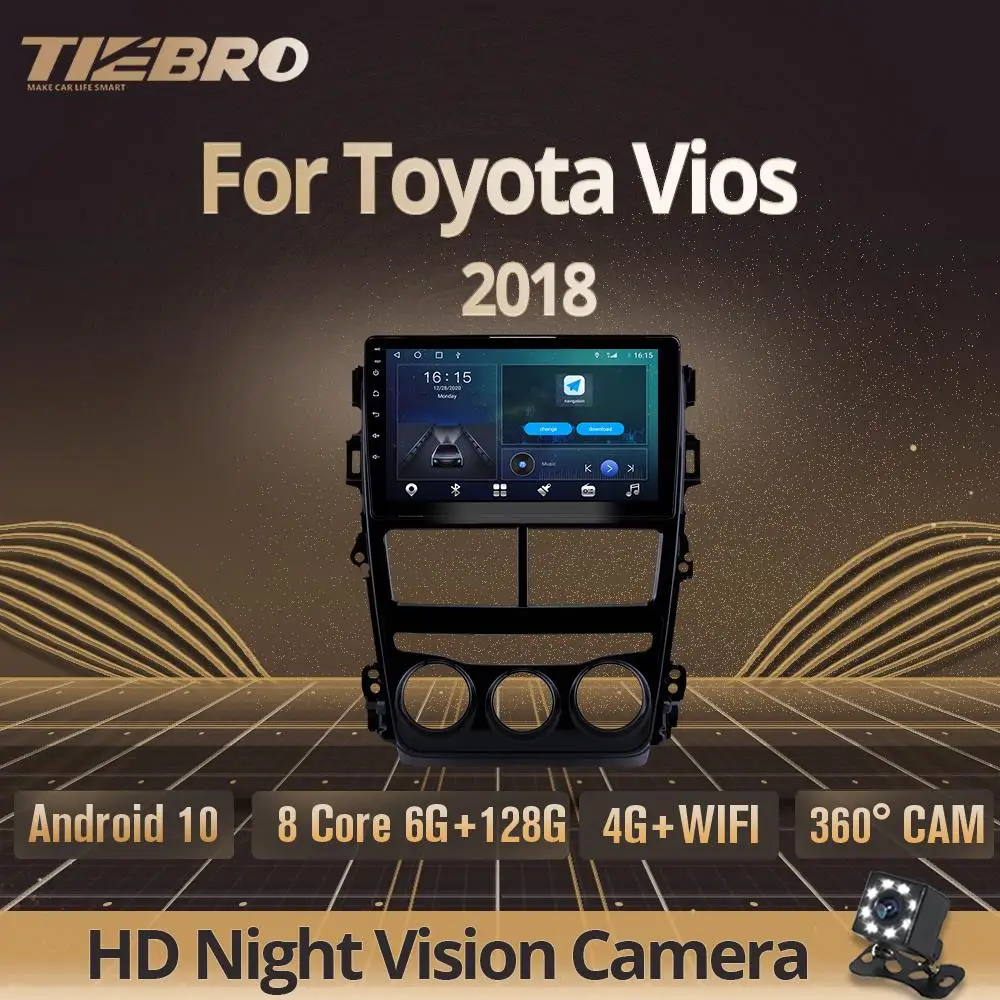 TIEBRO 2 Din Android 10.0 Car Radio For Toyota Vios Yaris 2018 Multimedia Player GPS Navigation Carplay DSP NO 2Din DVD | Автомобили и