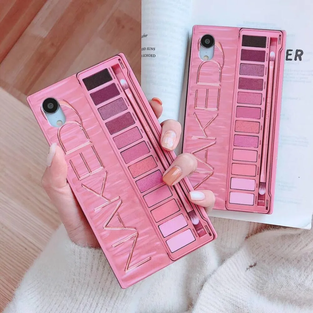 Pink Makeup Phone Case For iPhone 7 X XR XS Max 6 6s 7 8 plus Fashion Eye Shadow Palette back Case