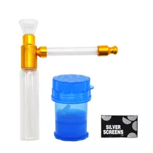 Стеклянный Топ курительная труба для воды 125 мм акриловая курительная мельница с хранением из нержавеющей стали экран табака травяной набор труб