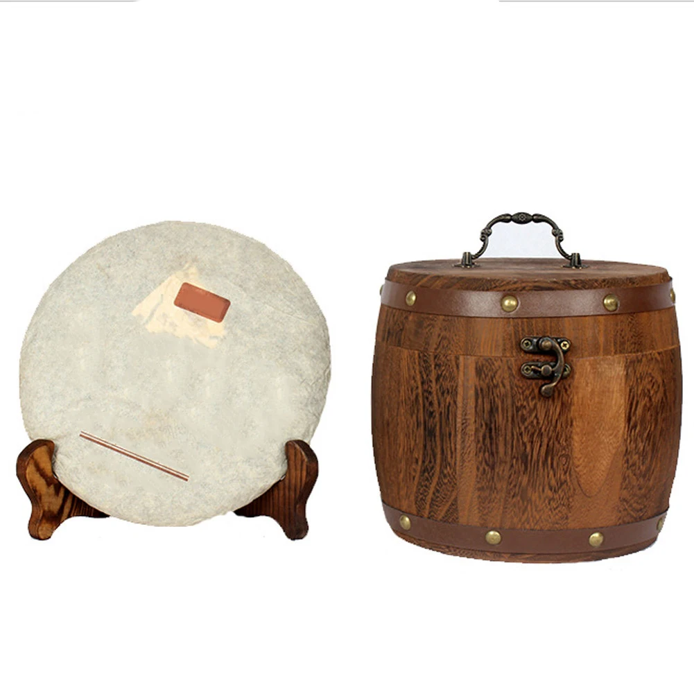 

Mini Wooden Barrel Canister Storage Box For Tea Leaf Flour Coffee Bean PI669