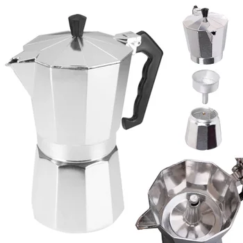 

Metal Stove Top Expresso Coffee Percolator Perculator Moka Pot Latte Maker Tool Coffee Maker Large Capacity High Temperature