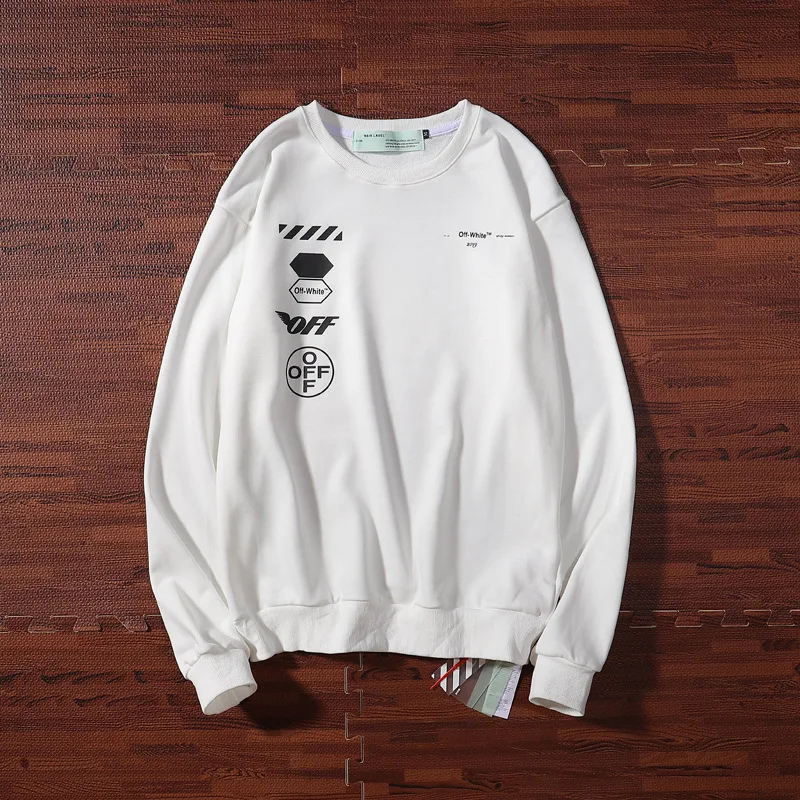 

Europe And America Popular Brand off Men'S Wear 19 New Style Printed Letter Large Arrowhead Printed Men's Pullover Hoody Loose-F