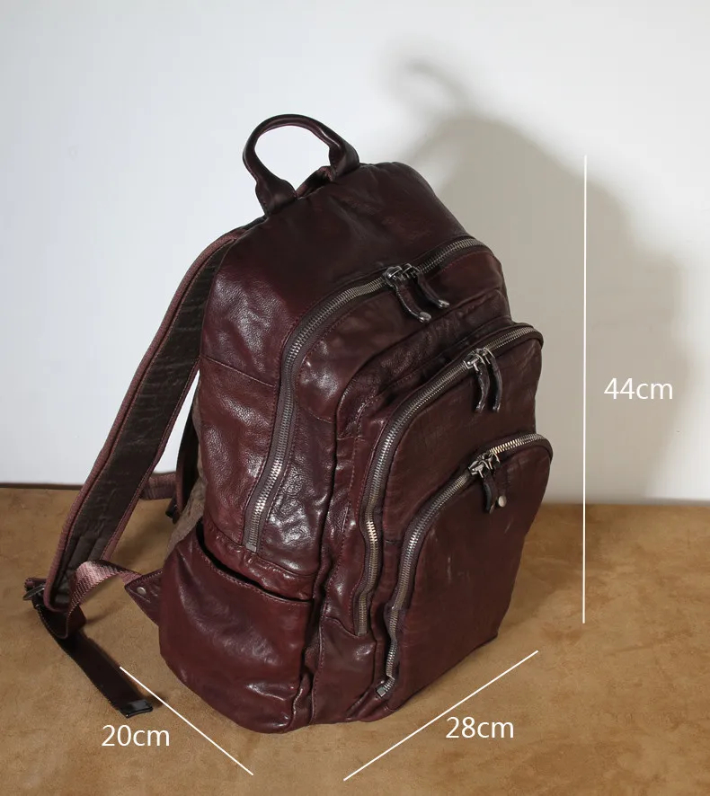 Винтажный плиссированный замшевый кожаный мужской рюкзак из натуральной кожи, мужская дорожная сумка, мягкие повседневные компьютерные сумки, рюкзаки большой вместимости