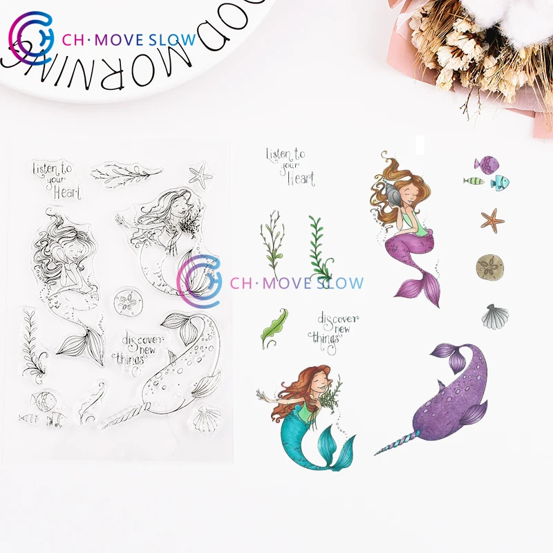 CH Mermaids Силиконовая печать самостоятельно Скрапбукинг альбом листы декоративные