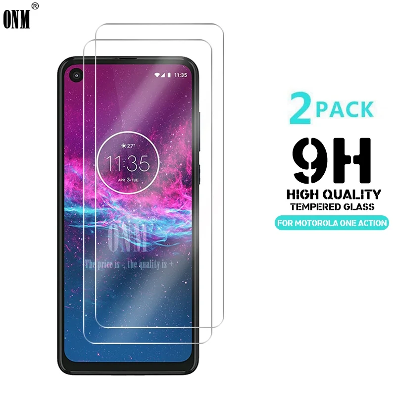 

2Pcs Tempered Glass For Motorola One Action Screen Protector 2.5D 9H Tempered Glass For Motorola One Action Protective Film