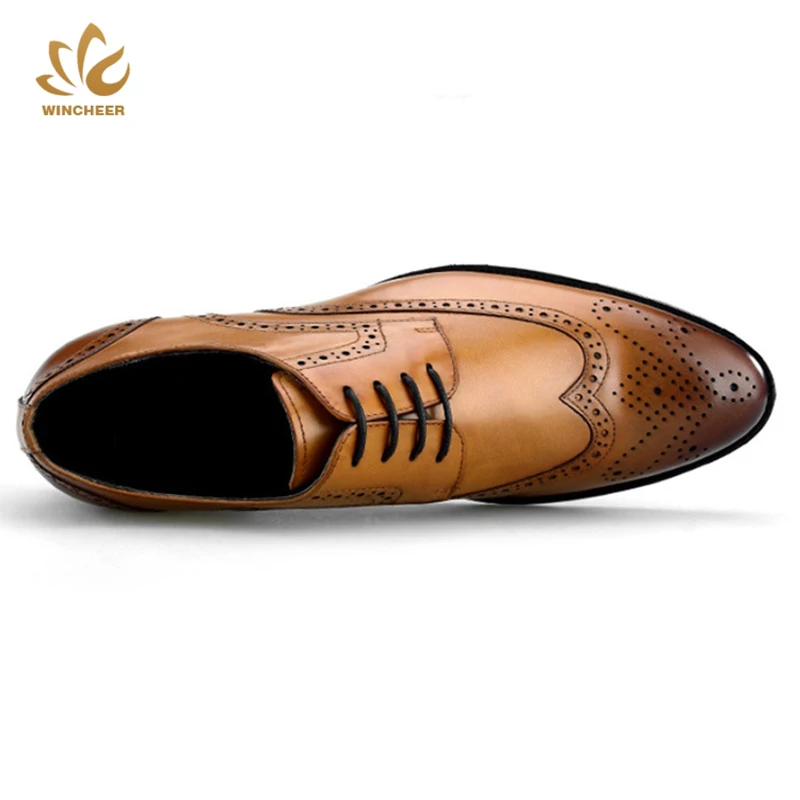 Wincheer/Мужская официальная обувь; мужские туфли-оксфорды из натуральной кожи; итальянская модельная обувь; коллекция года; свадебные туфли; Кожаные броги на шнурках