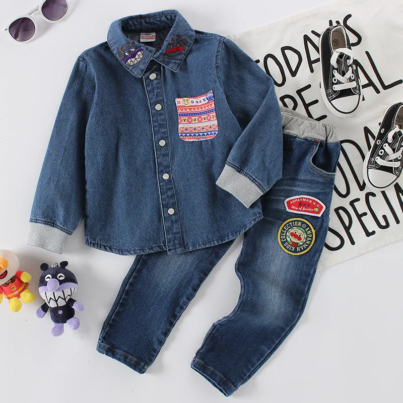 

Bread Superman Trousers 2019 Spring And Autumn New Style Museum High-End Jeans Pure Cotton Elasticity Embroidery Boy Pants