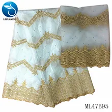 LIULANZHI белая ткань Африканская Нигерия Базен Ткань Высокое качество riche парча хлопок Базен шитье для платья 5 ярдов/лот ML47B95