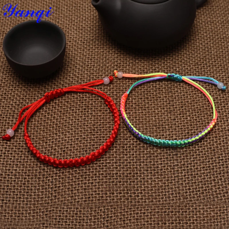 

Yanqi Red Black Beads Braided Bracelet Ladies Lovers Gift Woven Bracelets For Men Rope Bracelet Women Wristband Wish Jewelry