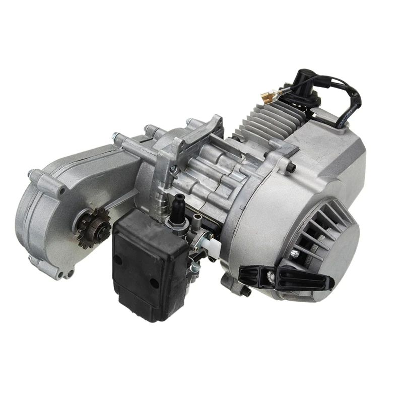 

49Cc 47Cc Motorcycle Complete Engine 2-Stroke Pull Start W/Transmission Silver for Mini Motorcycle Atv