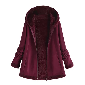 

Casual Outwear Hooded Coat Thick Warm Autumn Winter coat Women's Fashion Winter Pocket Zipper Plush Hoodie Coat@9