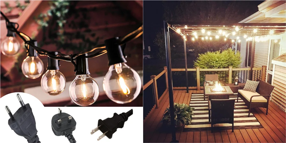 Solar Light Garden Decoration Outdoor String Lights Festoon led Light G40 Bulb LED Garland USB Recharge Fairy Lights solar fence post lights