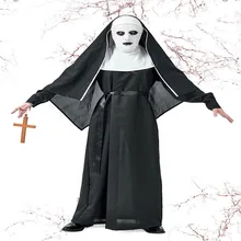 Хэллоуин Карнавал нейтральная одежда костюм террор монаха призрак Косплей демона платье с маской крест Хэллоуин костюм