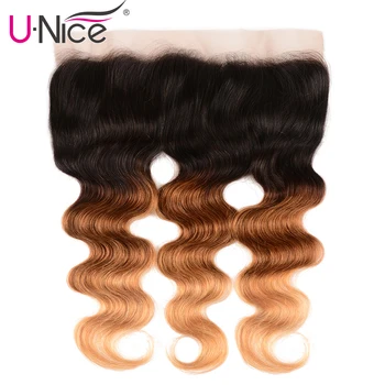 

Unice Hair Ombre Blonde Body Wave Frontal Closure 13*4 Brazilian Remy 100% Human Hair Frontals Free Part T1B/27