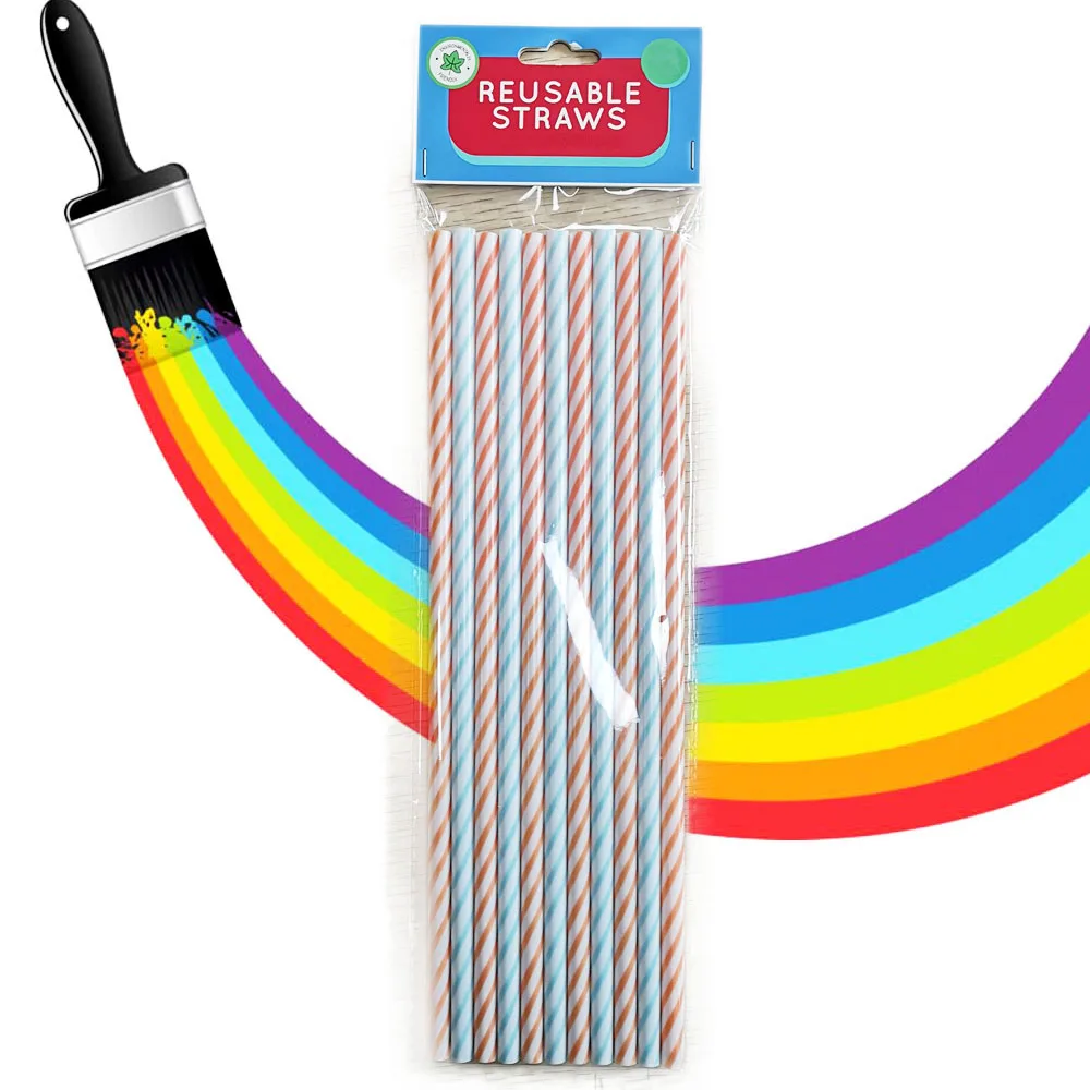 Новое поступление Amazon Топ продавец разные разноцветные соломинки raninbow, 10 дюймов с щеткой для чистки