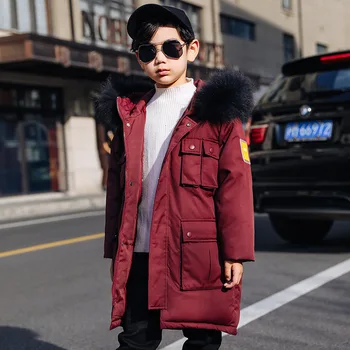 

2019 winter new children's Korean version medium long thickened winter clothing children's coat one hair substitute