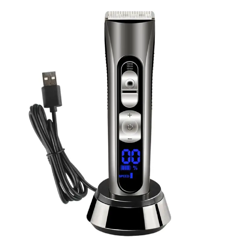 Ceramic Titanium Alloy Blade Hair Trimmer Clipper USB Rechargeable Electric Razor Beard Shaver with LCD Digital Display