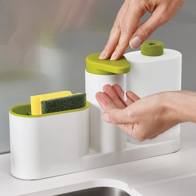 

3 in 1 Multifunctional Storage Box Compartment Sink Soap Detergent Hand Sanitizer Organizer Container Kitchen Bathroom Supplies