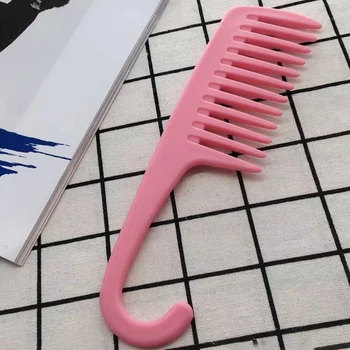 Billige Haken Griff Pinsel Zubehör Gesundheit Pflege Färben Tragbare Täglichen Haar Kamm Entwirren Breiter Zahn Salon Friseur Styling Große